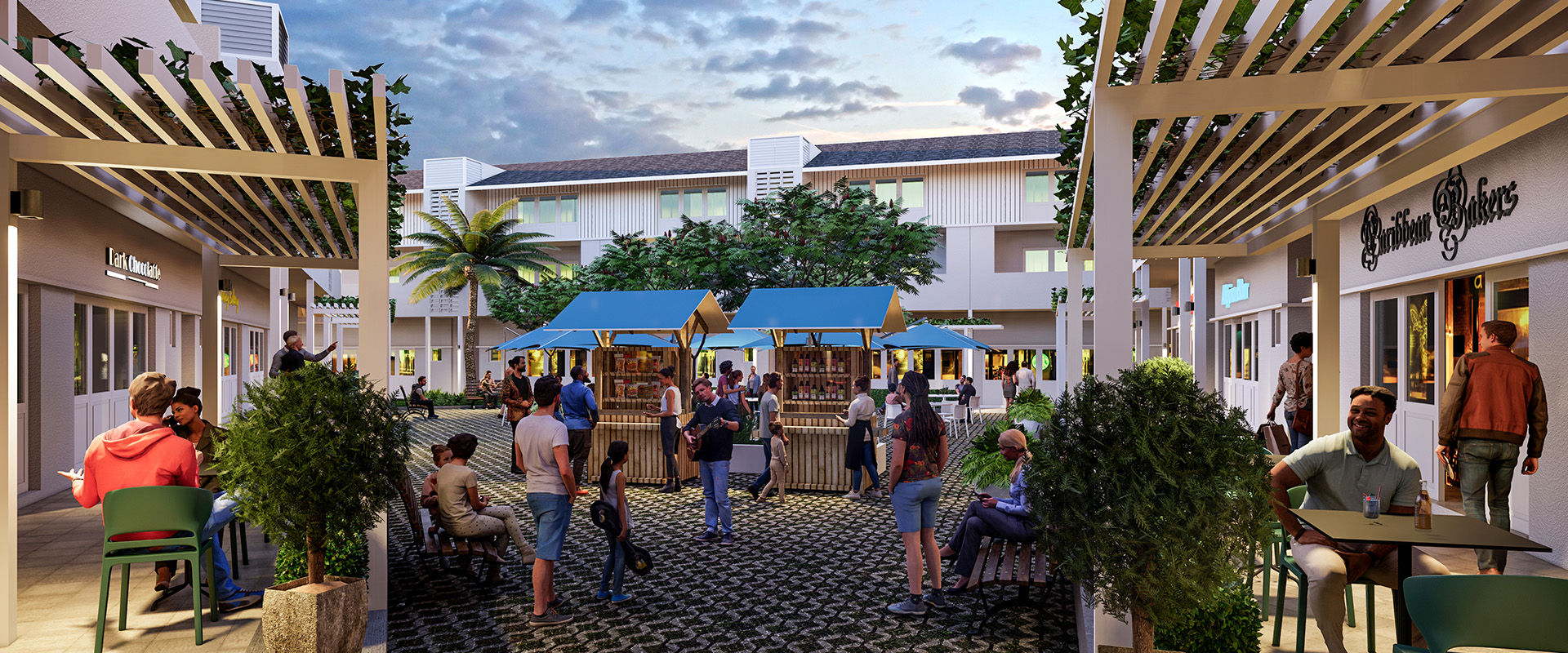 Strategically located within the Equine Lagoon project, this 3-block double storey hotel is a contemporary Caribbean shophouse.