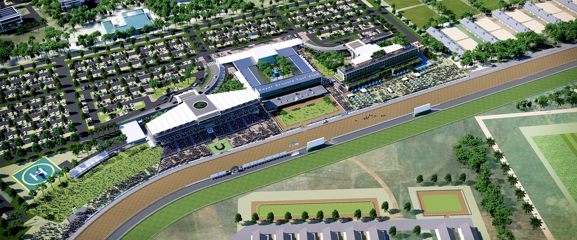 圣卢西亚皇家赛马会是加勒比区数一数二的赛马场,位于加勒比海之珠综合性发展项目A址的驭马潟湖湾。