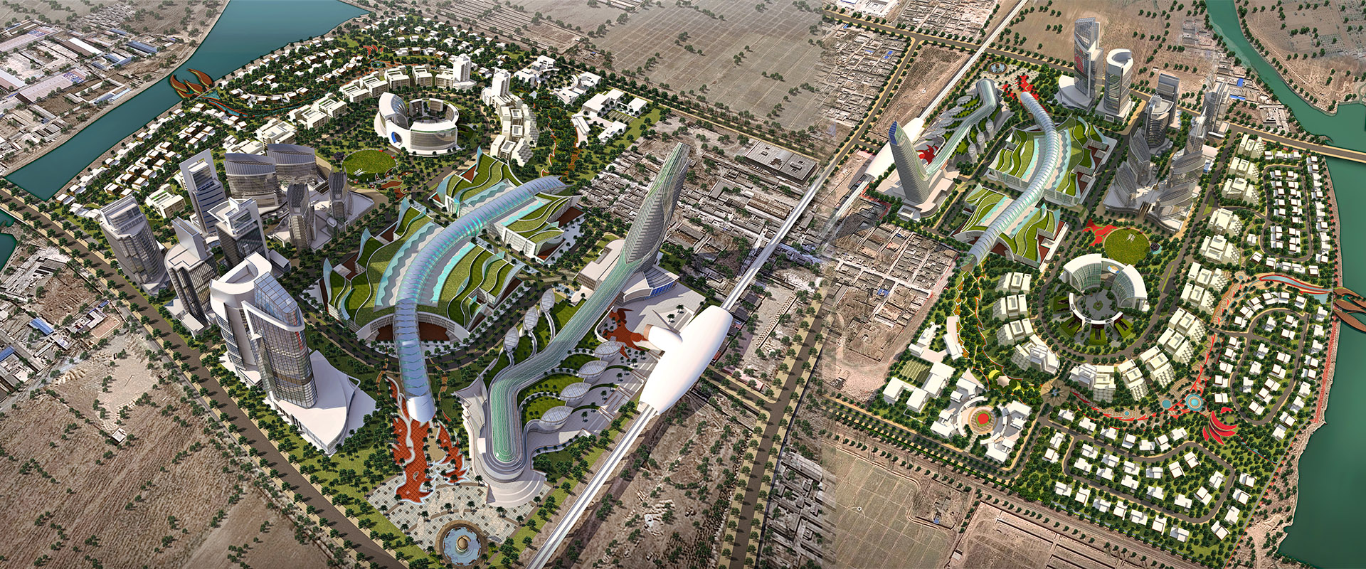 The green dragon spine acts as the life line for the integrated development.