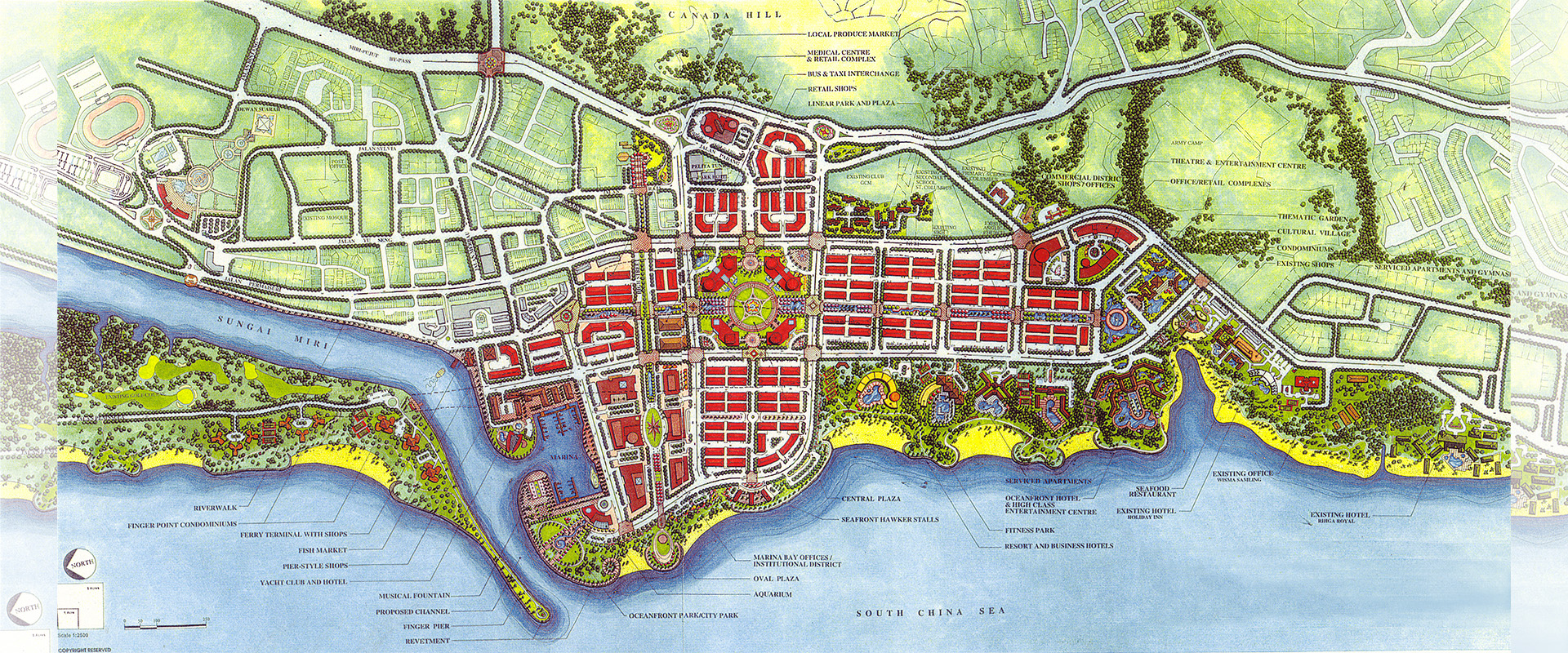 A 2.5-kilometer waterfront vista will be dedicated to public parks and recreational activities.