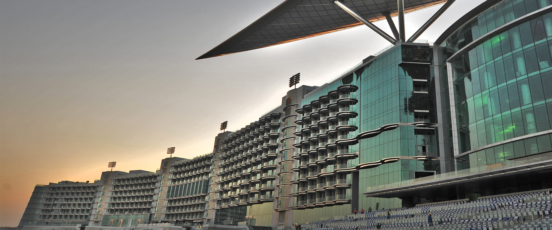 The Meydan is the first horse-trackside hotel with direct unobstructed views of the racetracks.
