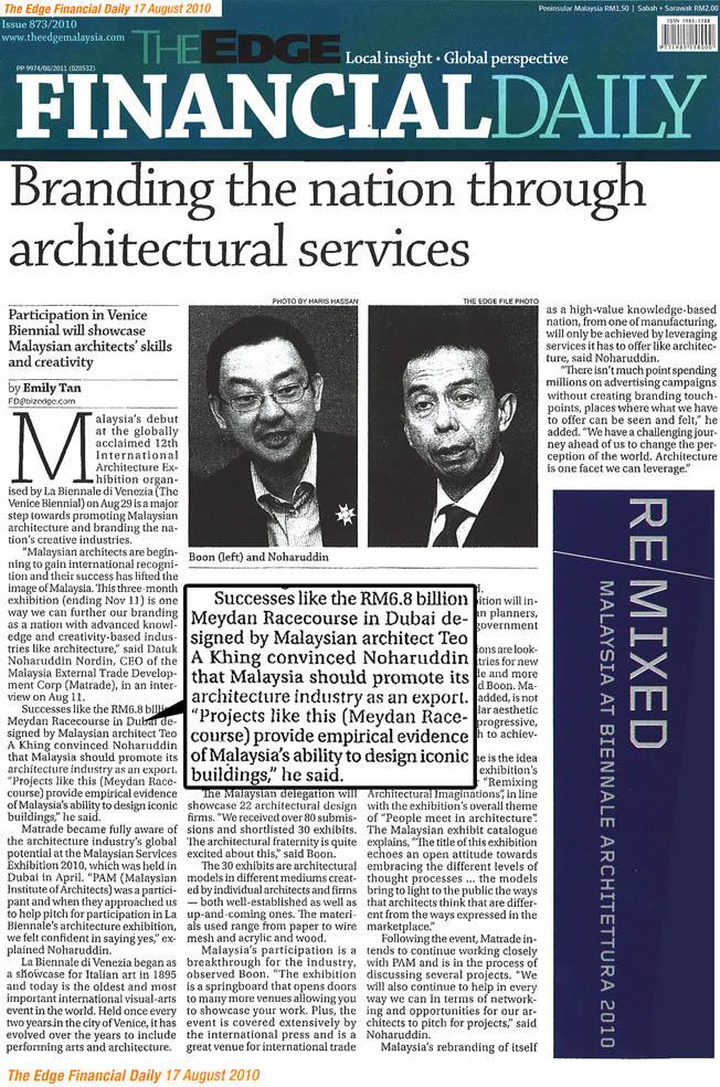 Branding the nation through architectural services (The Edge Financial Daily)