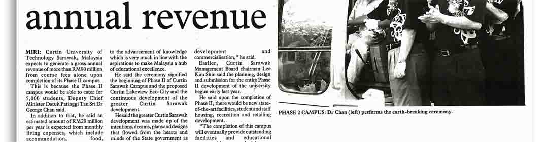 Phase II  Set to Boost Curtin's Annual Revenue (The Borneo Post, Malaysia)